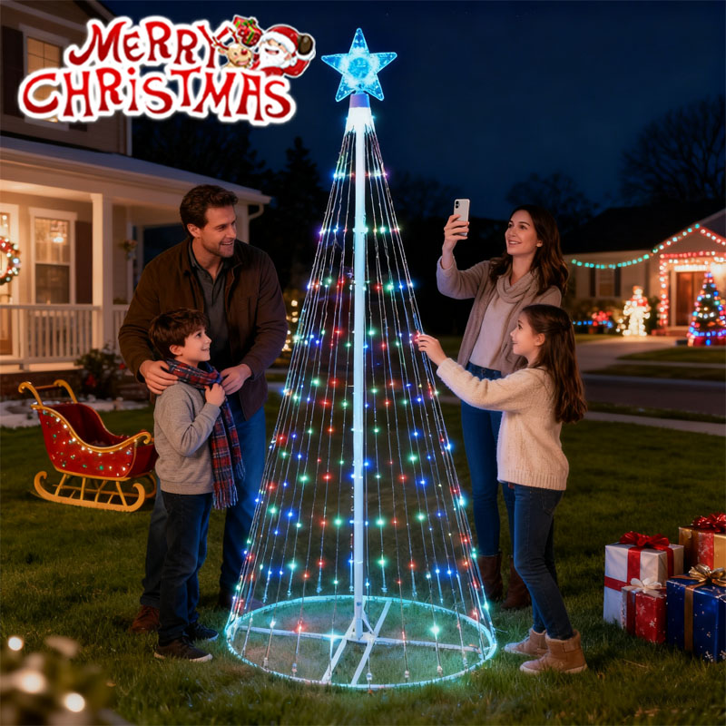 Star Tree Topper - Lampu String LED Tenaga Surya Desain