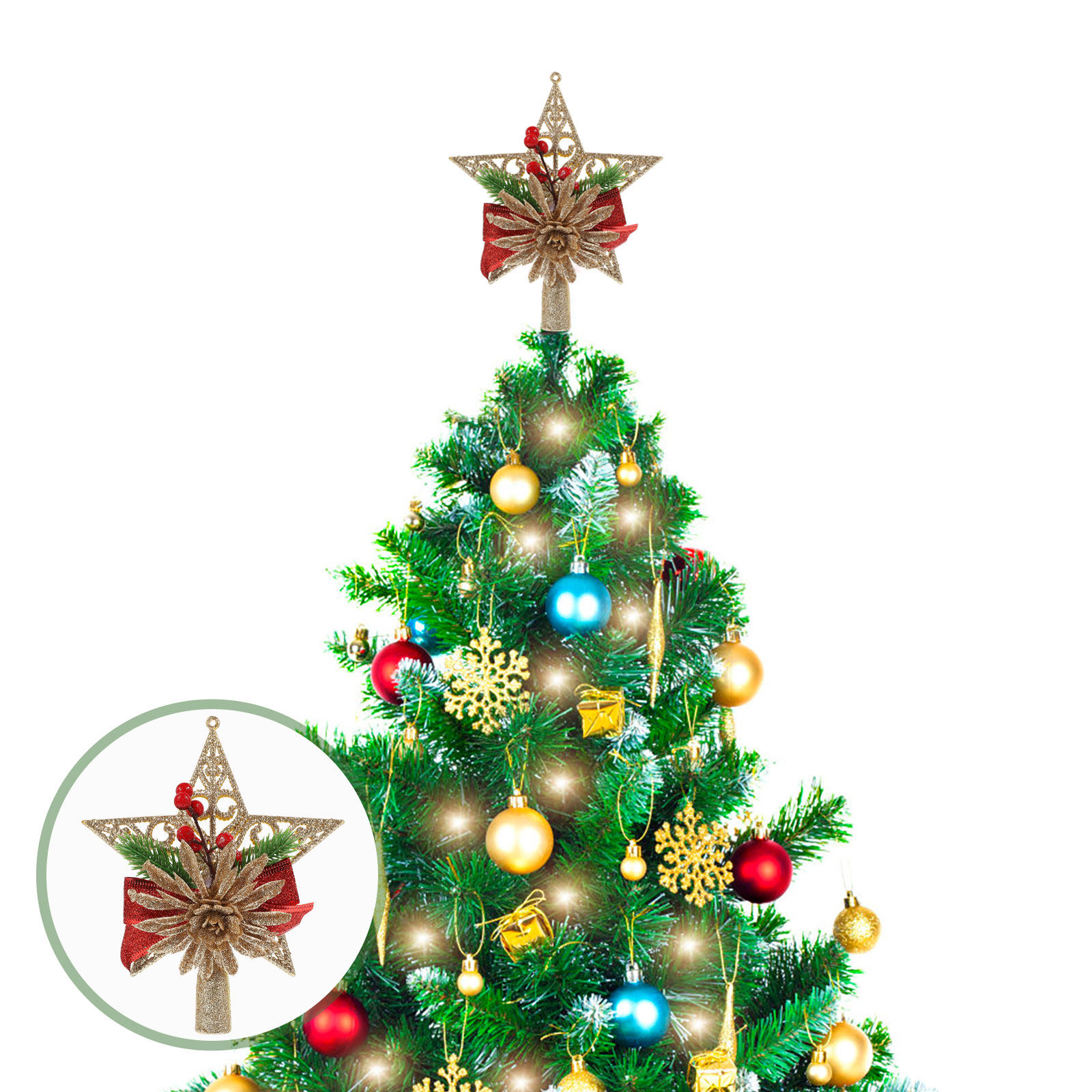 Star Tree Topper - 1 buah Hiasan Puncak Pohon Natal