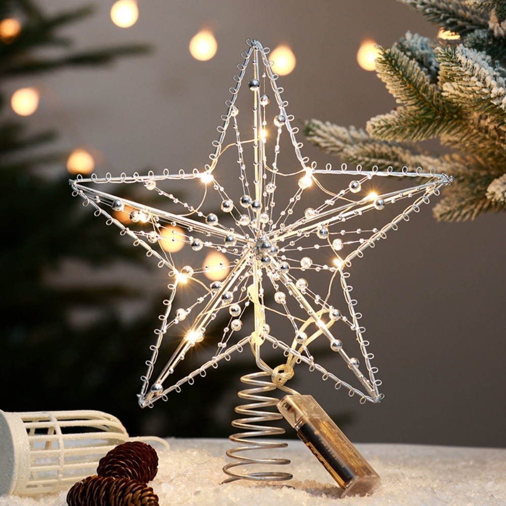 Star Tree Topper - Emas/Perak LED Puncak Pohon Natal Bintang