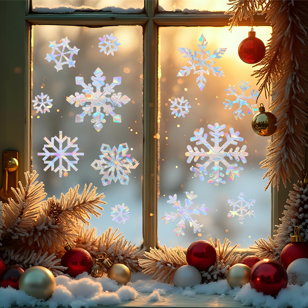 Snowflake Window Decal - Stiker Dinding Elektrostatik Motif Kepingan Salju