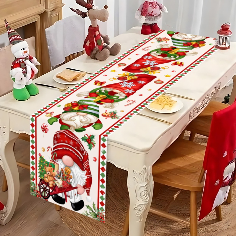 Christmas Table Runner - Taplak Meja Natal Bendera Meja Gnome