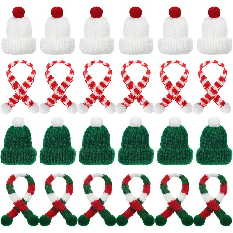 Santa Hat Plush - 5/10 Buah Dekorasi Natal Topi Rajut