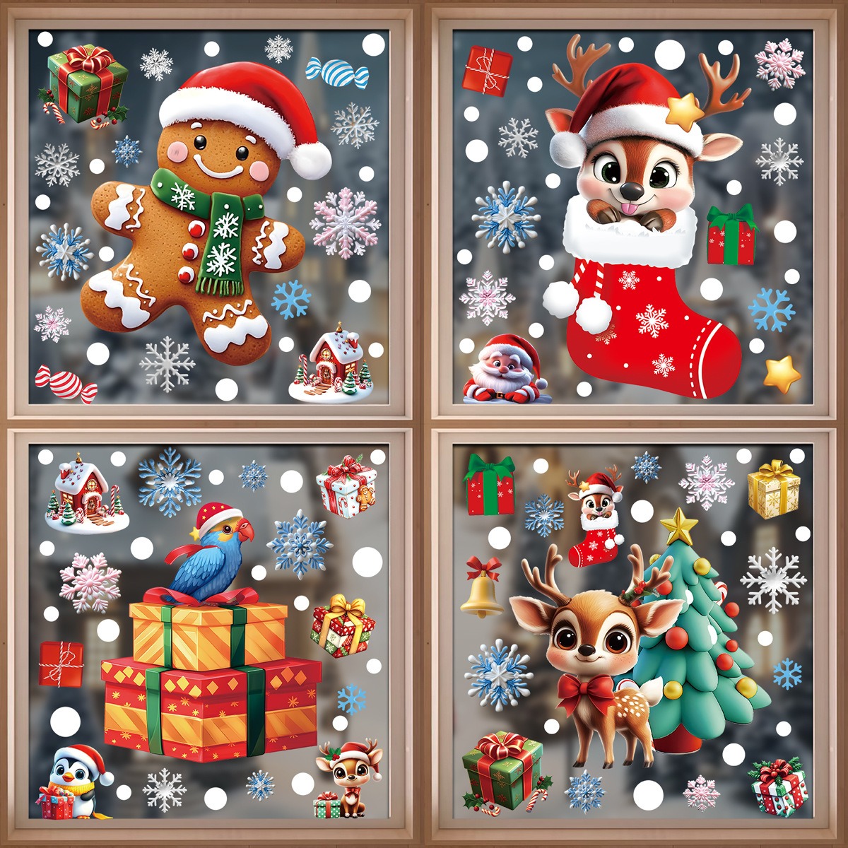 Snowflake Window Decal - Stiker Jendela Natal Manusia Roti Jahe