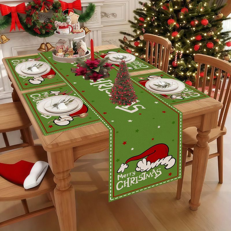 Christmas Table Runner - VIKAMA Set Alas Meja Natal Kartun