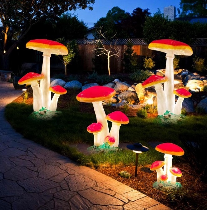 Christmas Lights Outdoor - Patung Lampu Jamur Simulasi Ukuran Asli