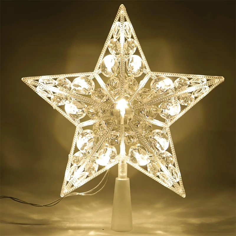 Star Tree Topper - Hiasan Pohon Natal 15cm, Bintang Berkilauan