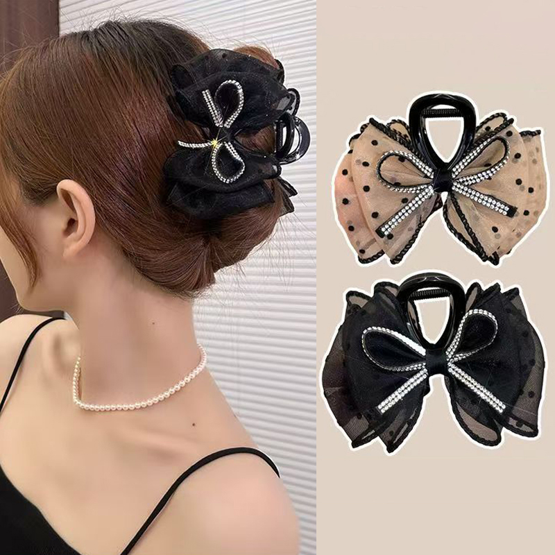 Ribbon Bow Gift - Jepit Rambut Pita Jala Elegan Baru