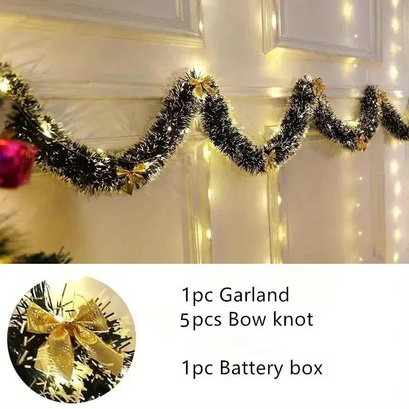 Tinsel Garland Decoration - Garland Natal Tinsel Buatan dengan Lampu