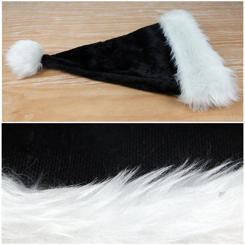 Topi Natal Mewah Hitam Natal U - Santa Hat Plush ulasan dan harga