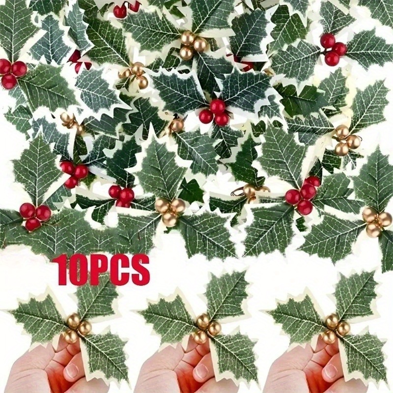 10 Buah Daun Hijau Buah Holly  - Christmas Wreath Fake ulasan dan harga