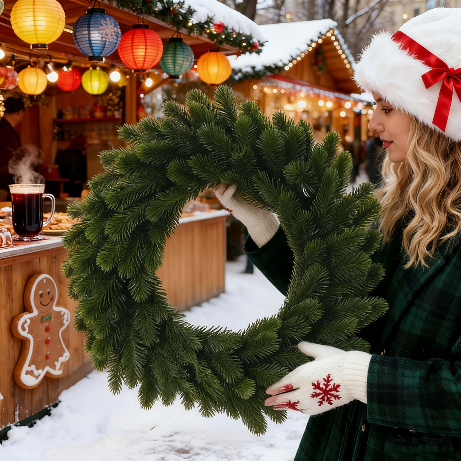 1 Buah Karangan Bunga Natal Bu - Christmas Wreath Fake ulasan dan harga