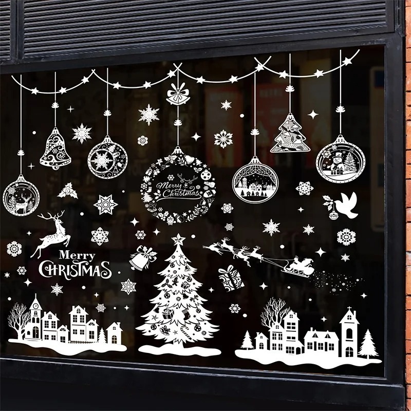 9 Lembar 243pcs Stiker Jendela - Snowflake Window Decal ulasan dan harga