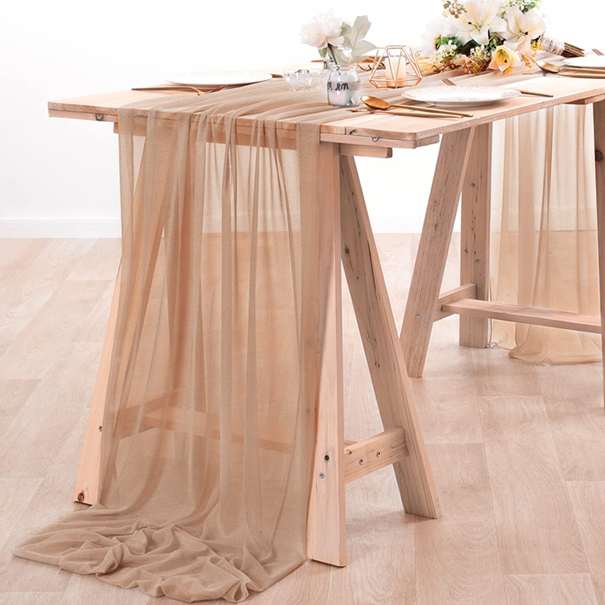Taplak meja sifon Nude tipis k - Christmas Table Runner ulasan dan harga