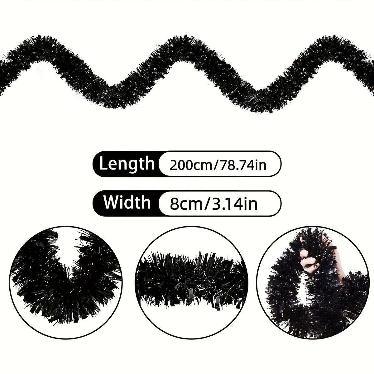 1 buah Garland Tinsel Hitam Me - Tinsel Garland Decoration ulasan dan harga
