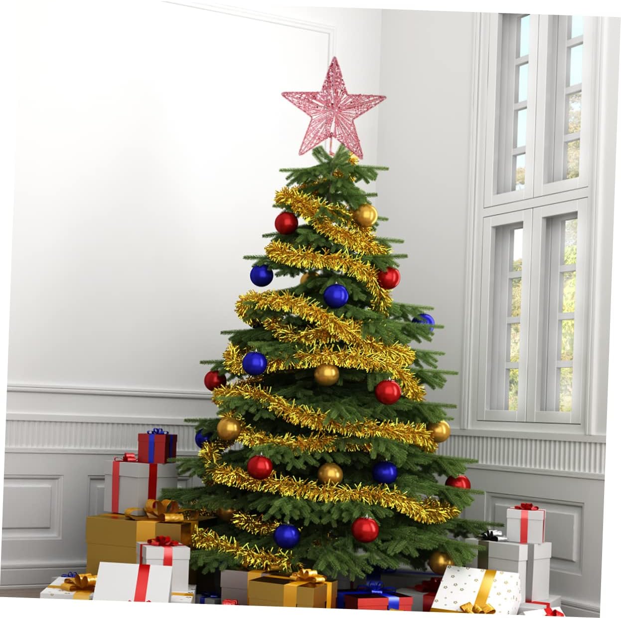 Dekorasi pohon Natal, 20 punca - Star Tree Topper ulasan dan harga