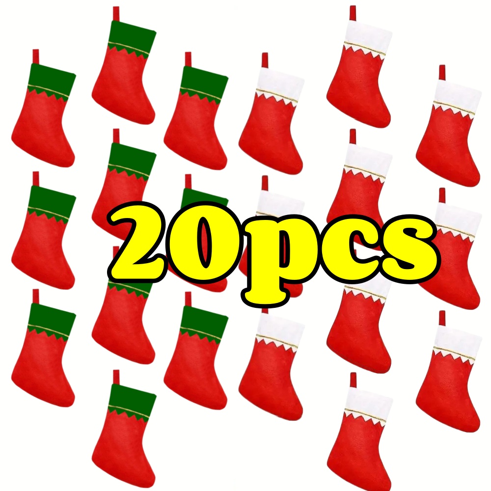 Stoking Natal bulu merah 12pcs - Christmas Stocking Hanging ulasan dan harga