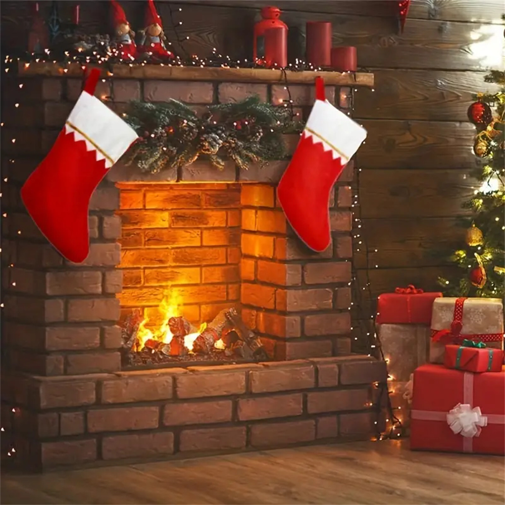 Stoking Natal bulu merah 12pcs - Christmas Stocking Hanging ulasan dan harga