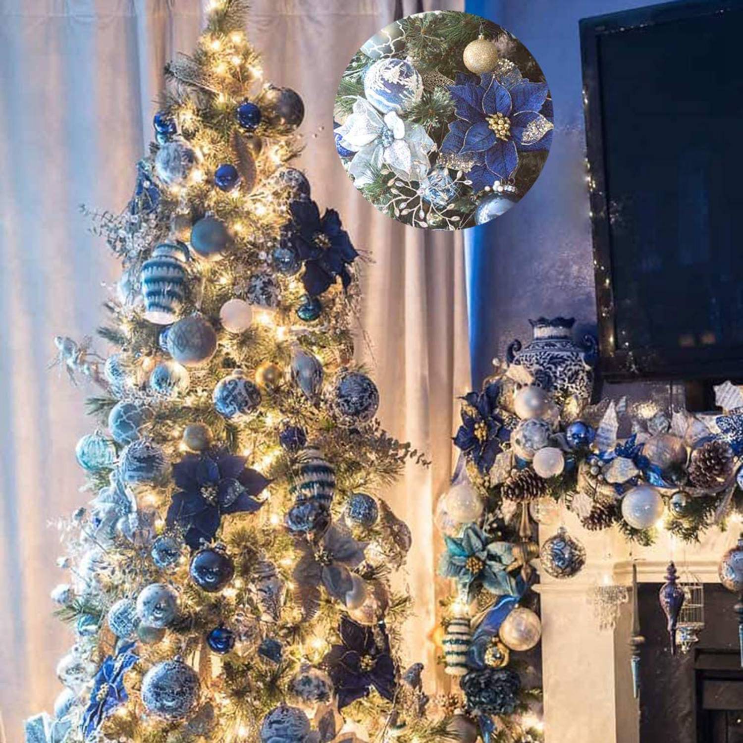 Hiasan pohon Natal berkilau, 2 - Christmas Wreath Fake ulasan dan harga
