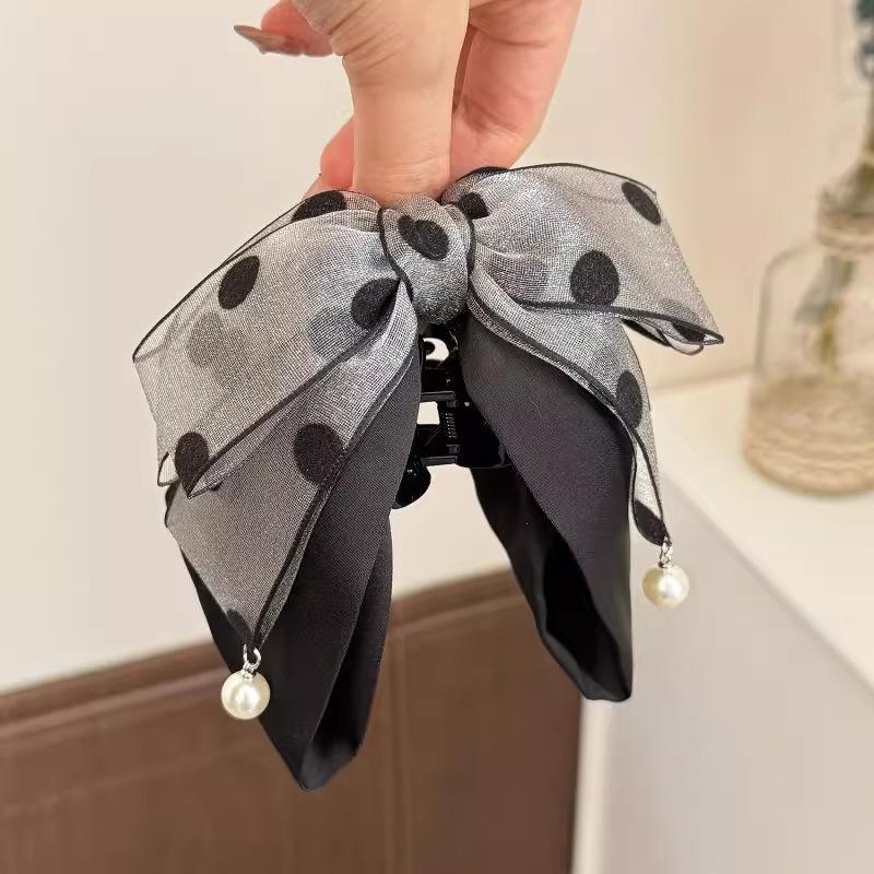 Jepit Rambut Pita Polkadot Abu - Ribbon Bow Gift ulasan dan harga