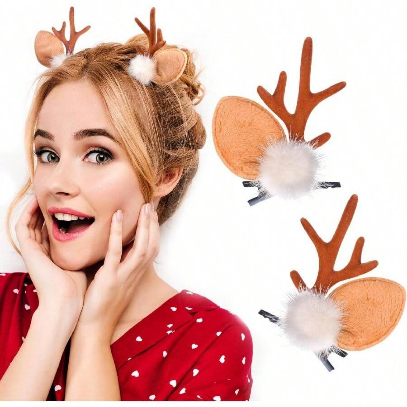 2 Buah Jepit Rambut Tanduk Rus - Reindeer Antlers Headband ulasan dan harga