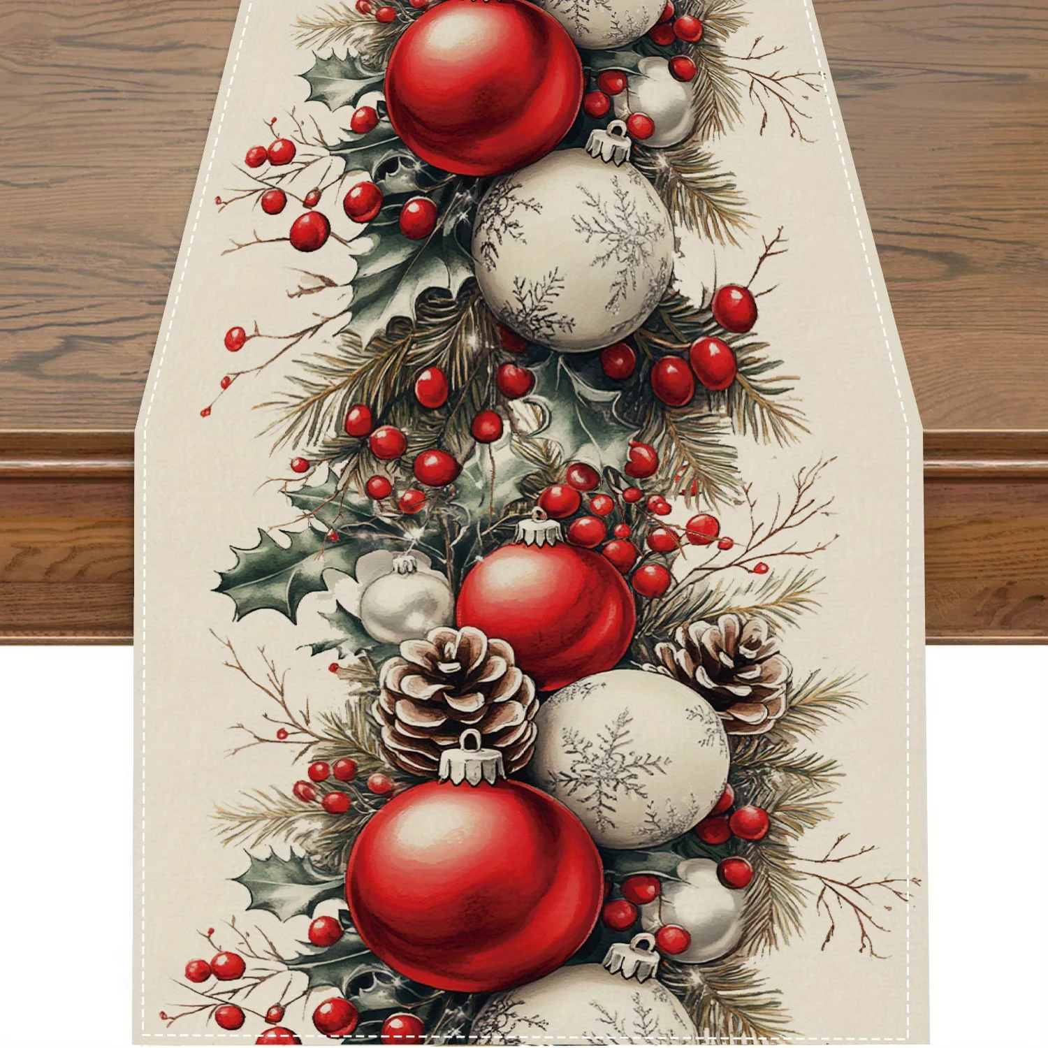 Taplak meja Linen kerucut pinu - Christmas Table Runner ulasan dan harga