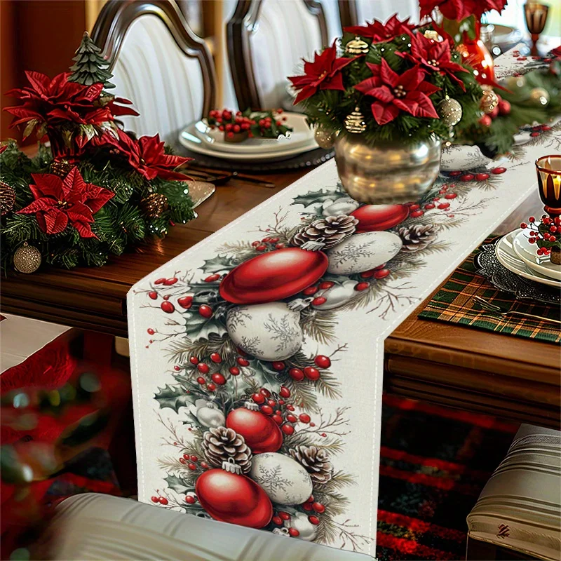 Taplak meja Linen kerucut pinu - Christmas Table Runner ulasan dan harga