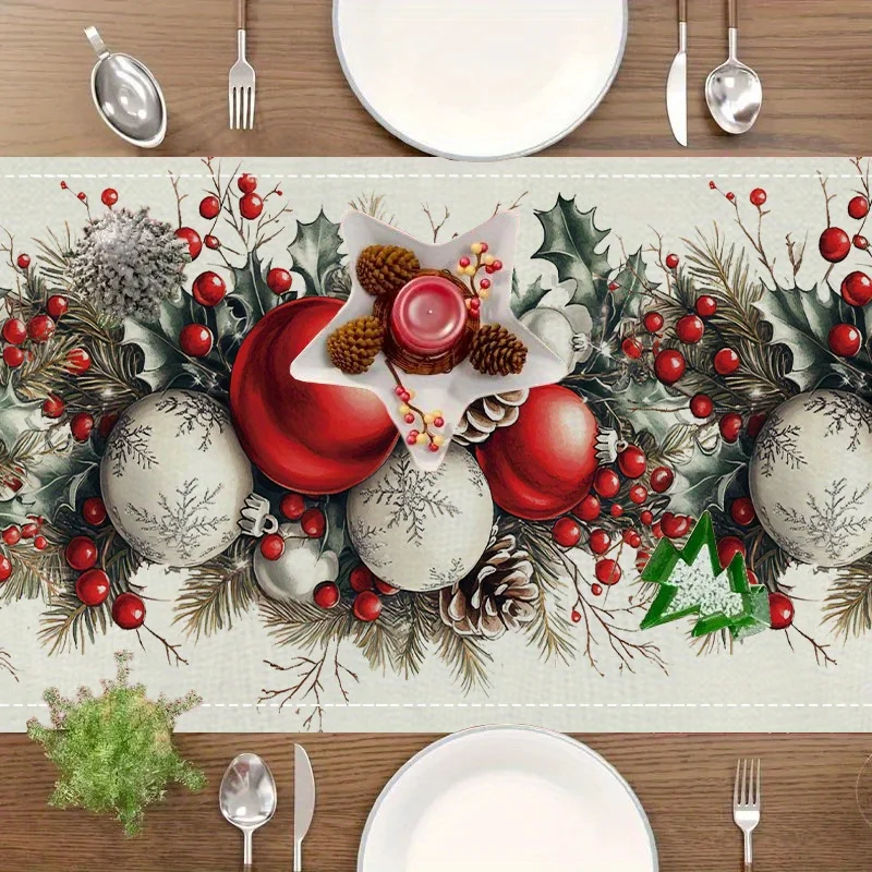Taplak meja Linen kerucut pinu - Christmas Table Runner ulasan dan harga