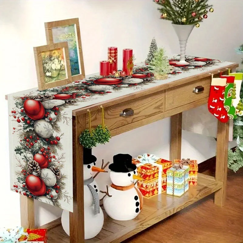 Taplak meja Linen kerucut pinu - Christmas Table Runner ulasan dan harga