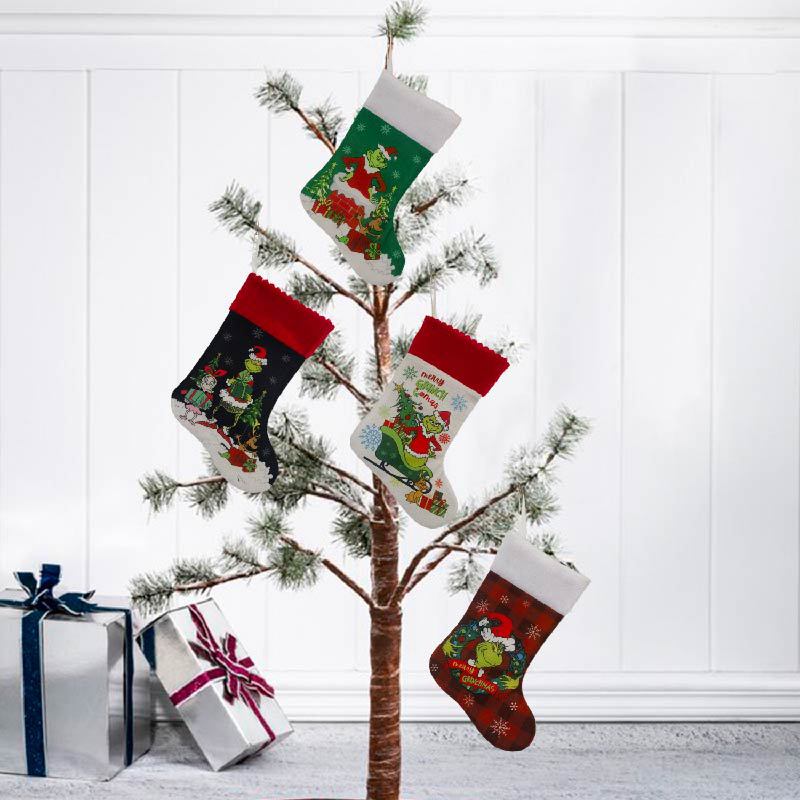 Stoking Natal Kaus Kaki Grinch - Christmas Stocking Hanging ulasan dan harga