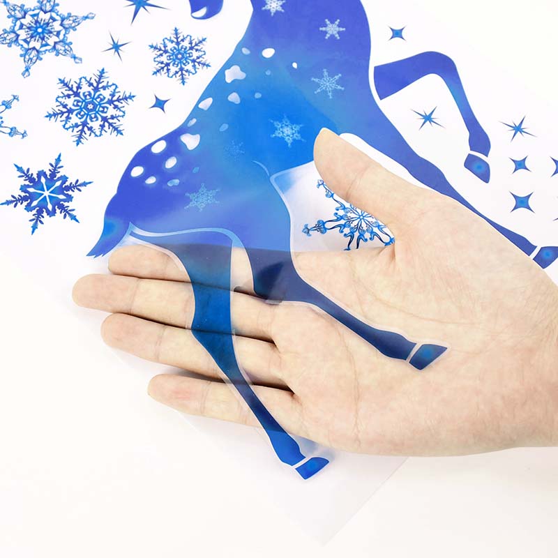 Stiker Jendela Natal Rusa Biru - Snowflake Window Decal ulasan dan harga