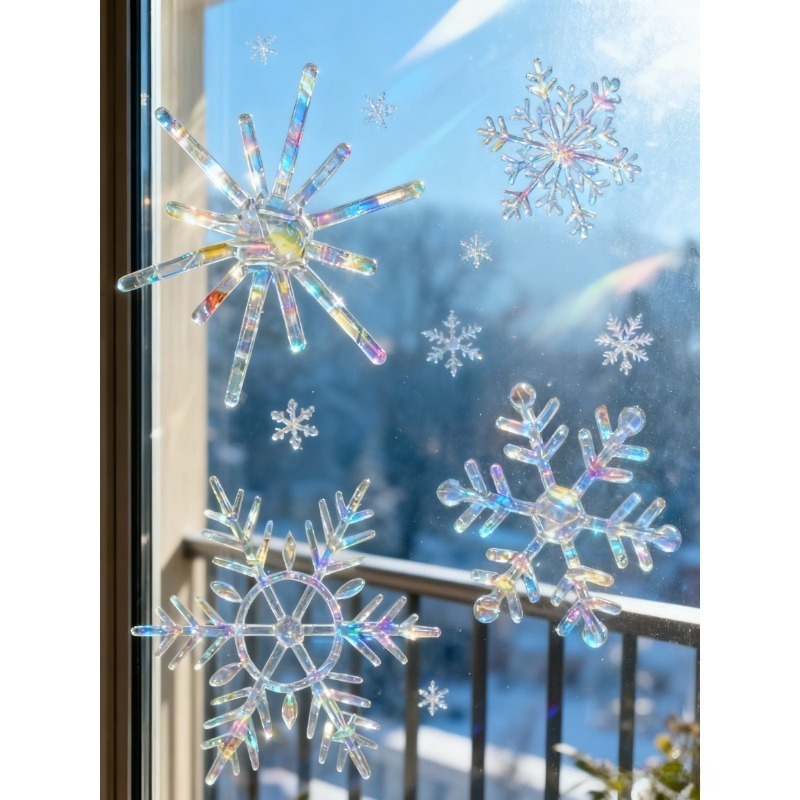 Pola Kepingan Salju Natal Pela - Snowflake Window Decal ulasan dan harga